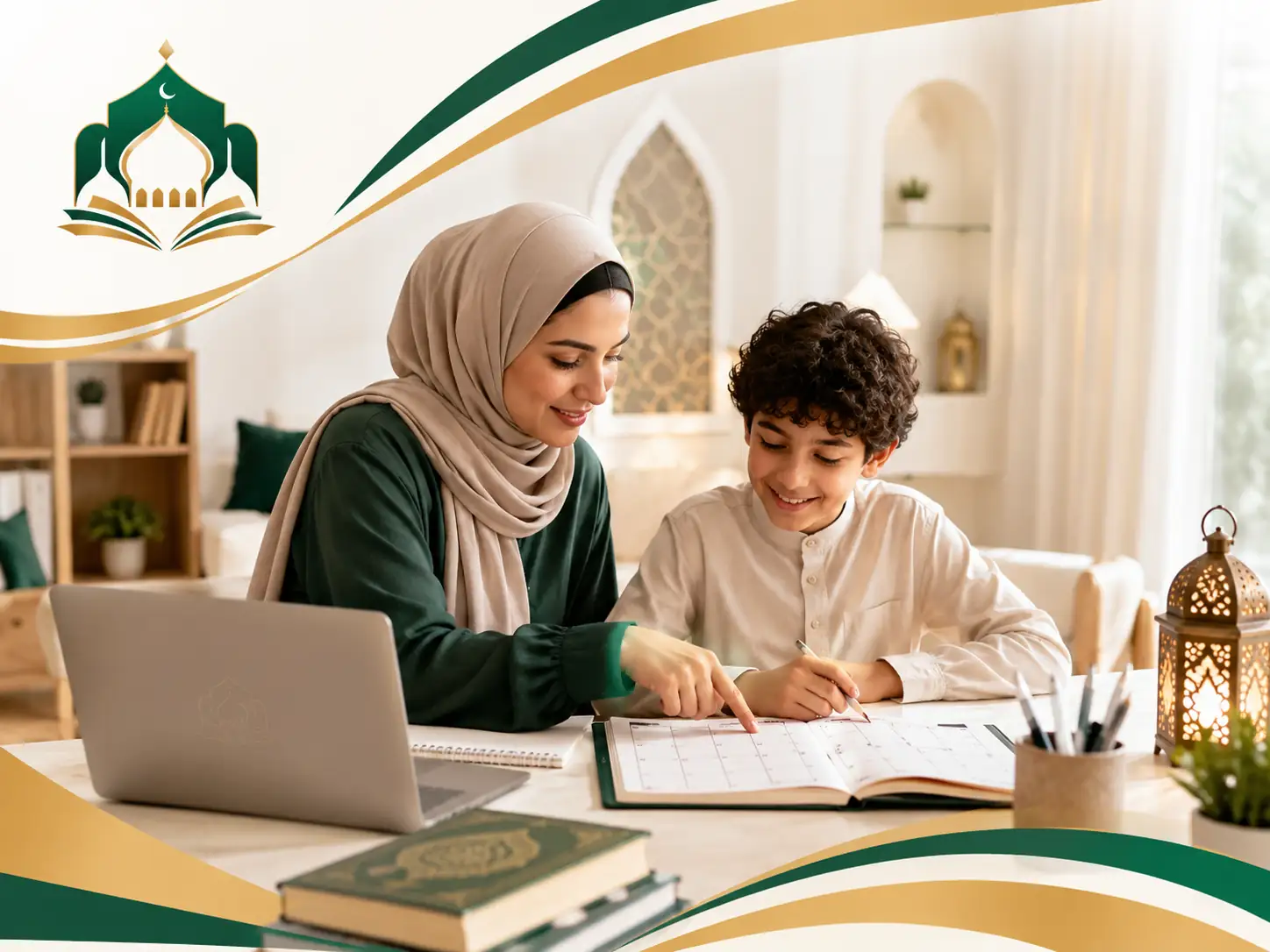 A Muslim family creating a calm weekly learning routine